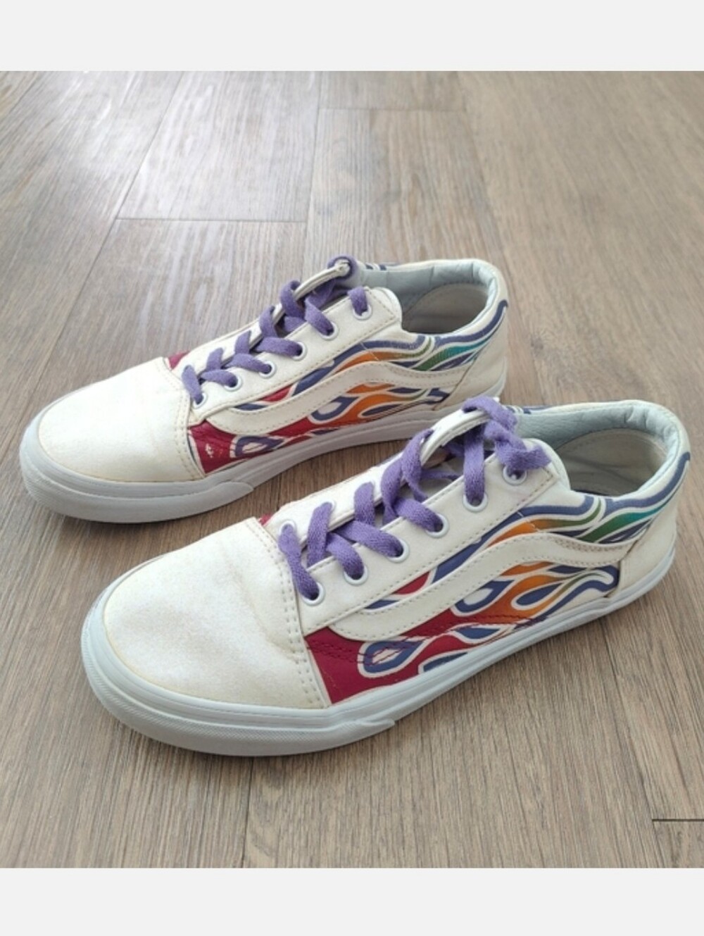 Vans Old Skool Glitter Rainbow Flames Sneaker Kids 7